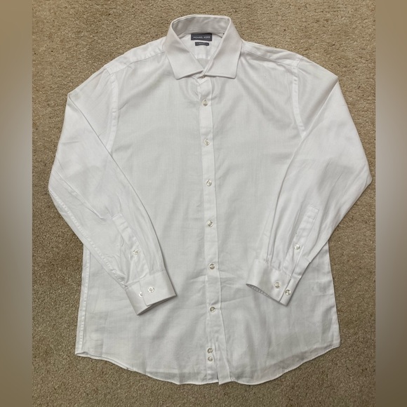 Michael Kors Other - 💙 Michael Kors Men’s Slim Fit Button Up Shirt, White - Size L, 16, 32/33